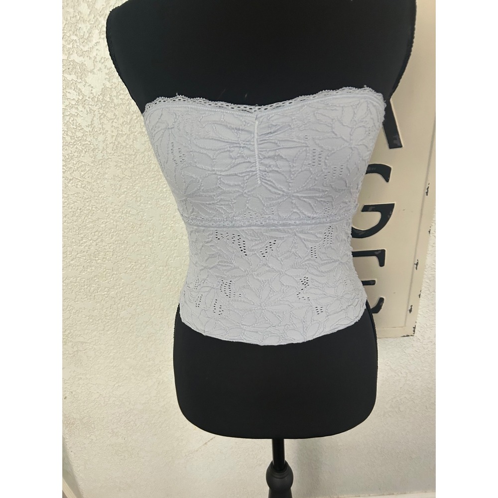 Gypsy + Jade Women Light Blue Floral Lace Strapless Tube Top XS S 5101957